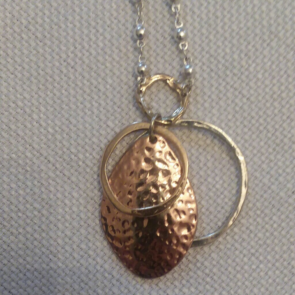 Ladies fashion silver and gold  necklace  24 in.